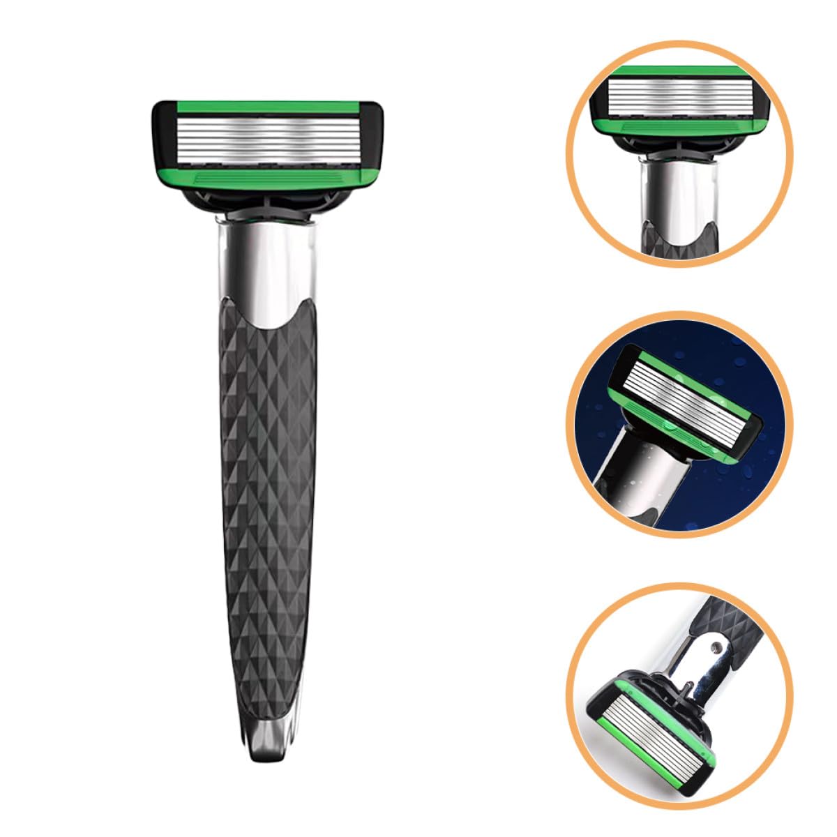 7-layer Safety Razor for Men with Replaceable Stainless Steel Blades, Metal Handle Straight Razor Shaver for Close Face Shaving and Travel