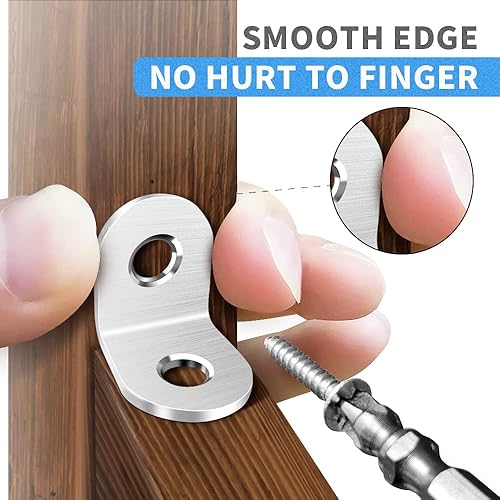 Miniatura 10 de SEANSDA 18 soportes de esquina en L, soporte de esquina de acero inoxidable, soporte de ángulo recto de 90 grados, soportes de metal en L para