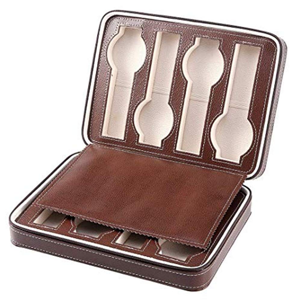 Watch Accessories Watch Box, Watch Storage Box Storage Display Leather Case Faux Zipper Grids Portable Shandongmt