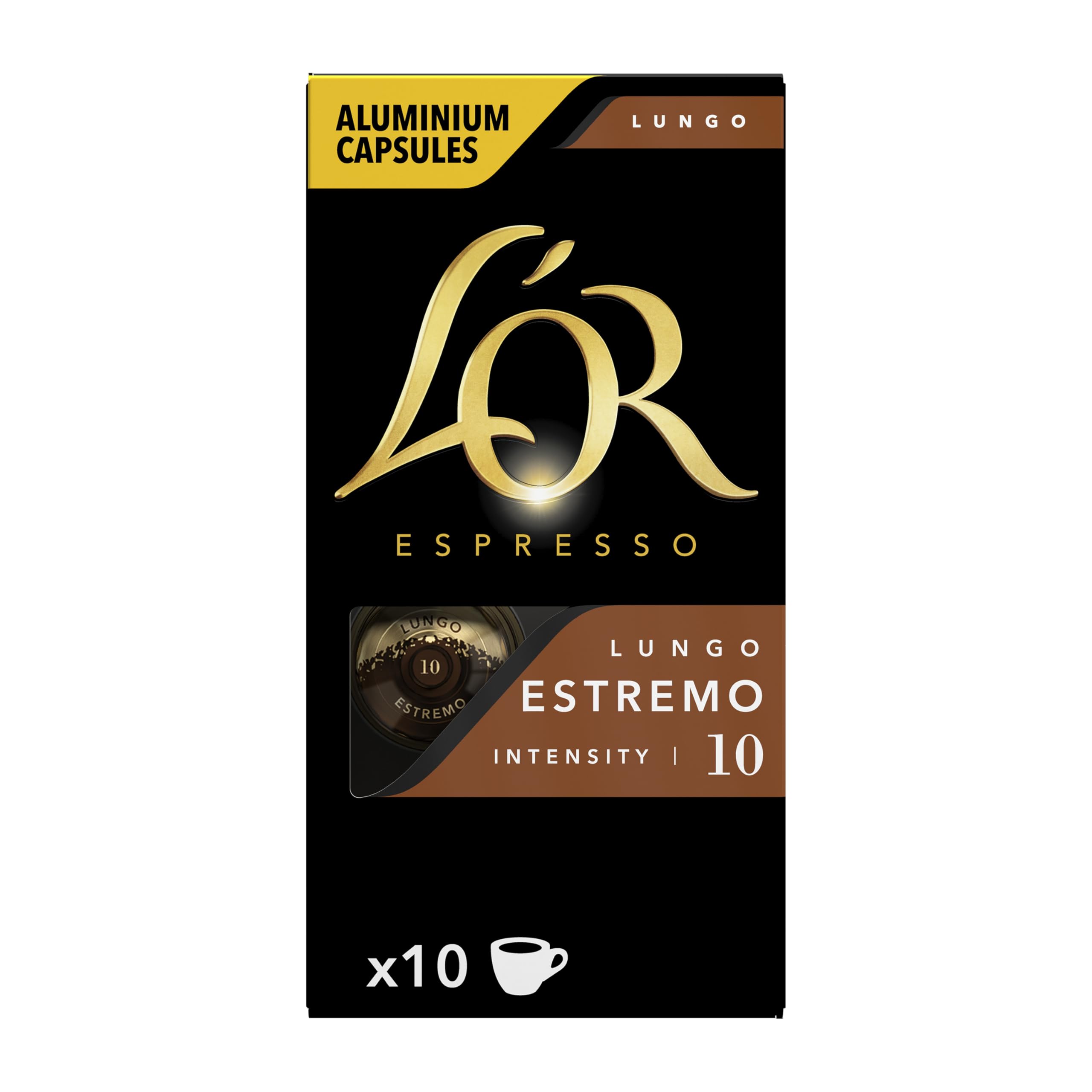 L'OR Lungo Estremo, 100 kapsułek do kawy Nespresso® * kompatybilnych kapsułek, 10 x 10 napojów
