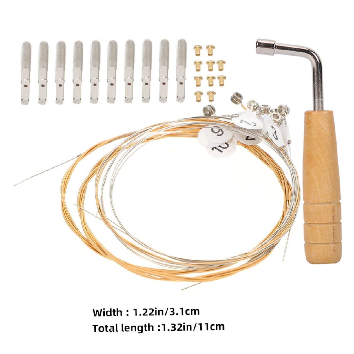 BESPORTBLE 1Set Lyre Strings Replacement Kit with Metal Strings Pegs and Tuning Wrench Durable Lyre Parts for Enhanced Sound Quality and Easy Tuning