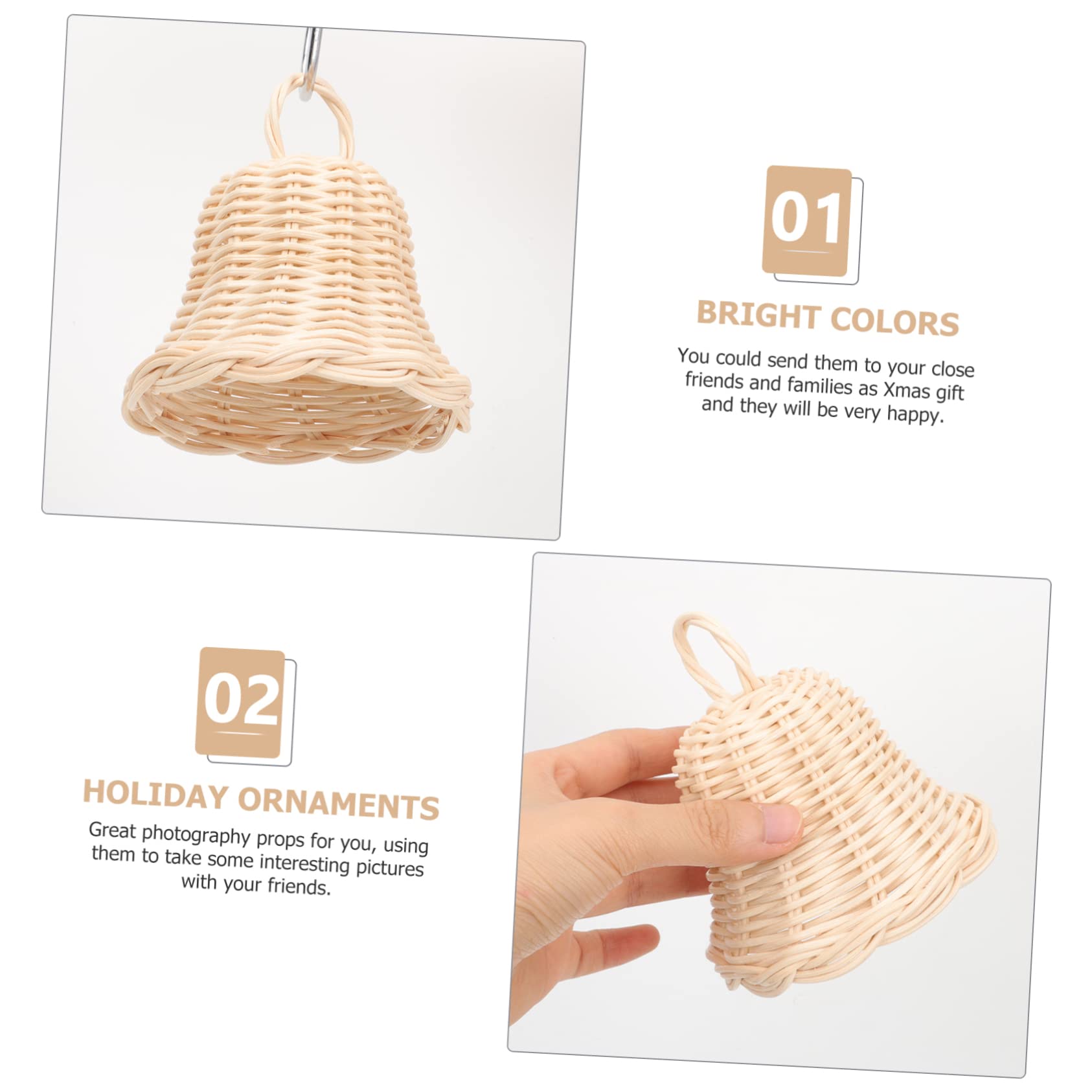 Ciieeo 5 Piezas Decoraciones Navideñas Colgante De Escena De Bricolaje Pequeñas Campanas De Navidad Adorno De Árbol De Halloween Campana De Vacaciones Campanas Pastando Mimbre Indonesio