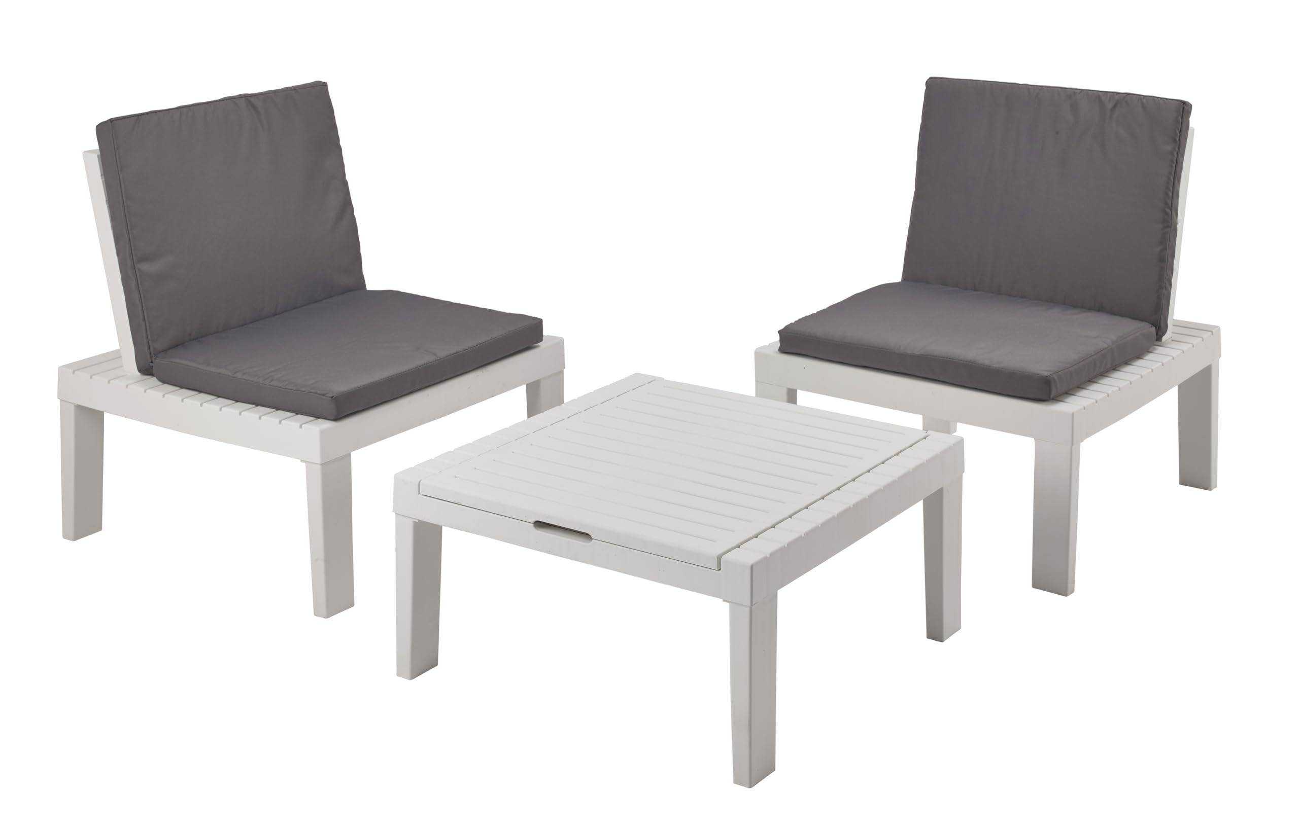 KG KITGARDEN, Conjunto de Jardín Exterior Modular con Cojines, 2 sillones + 1 Mesa ó 1 Tumbona con Posiciones, Blanco, Set Duetto