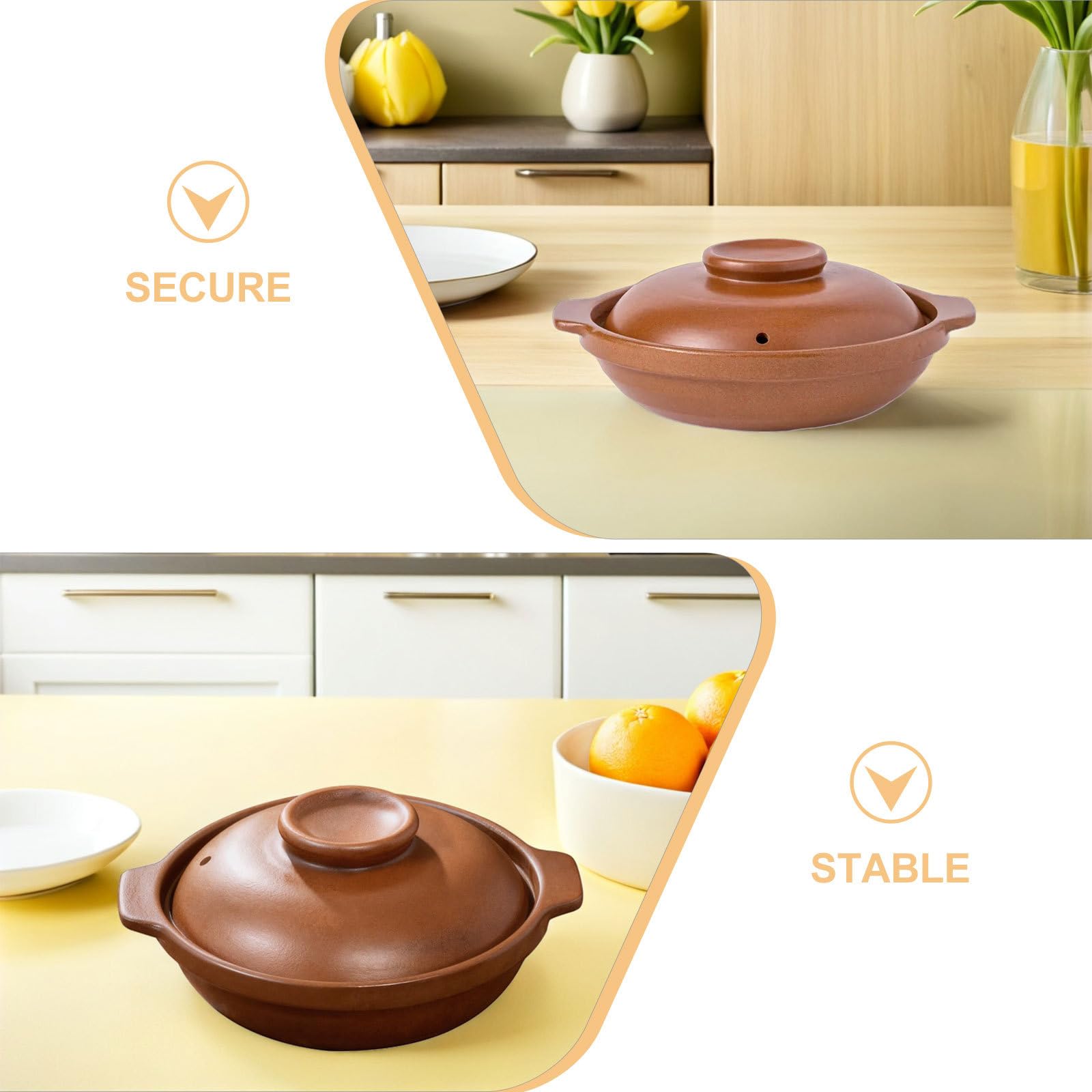 Olla de Barro para Bibimbap de 1 L, Arcilla Marrón | Diseño Clásico Retro, para 1-2 Personas, Uso en Cocina Doméstica y Celebraciones