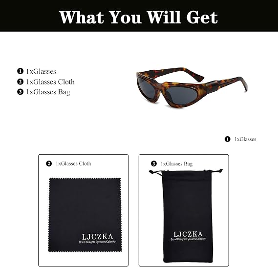 LJCZKA y2k Wraparound Sunglasses for Women Men Futuristic Sunglasses Oval Sports Cool Shades for Cycling Driving Outdoor