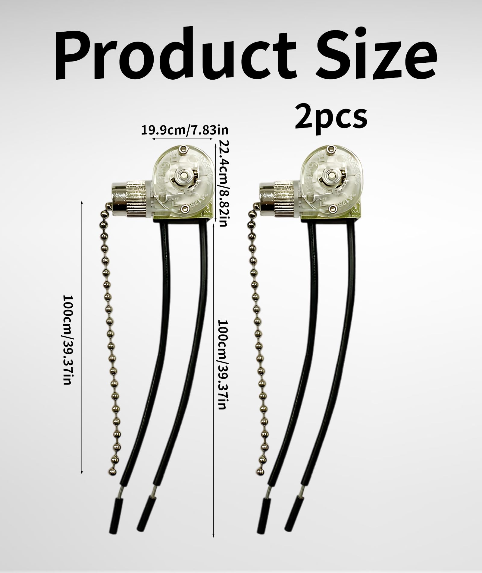 2 Pcs Pull Cord Switch, Wall Light Switch with Durable Design, Easy Installation for Home and Office, Bedside Lamp and Bathroom Fixture Control — Amazon image 2