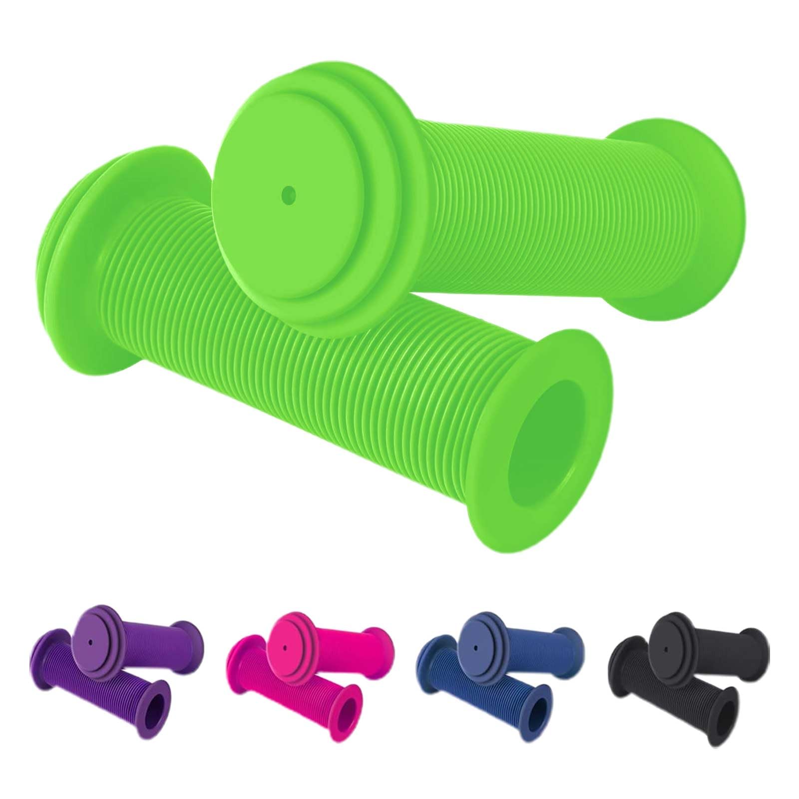 Childrens Handlebar Grips Soft Non-Slip Bicycle Handle Grips Children's Bike Handlebars Scooter Motorbike Grips Rubber Handle Cover Universal Kids Bike Grips for Kids Boys Girls (green)
