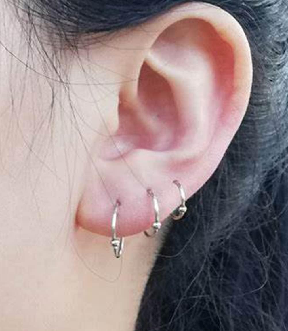 Longita Cartilage Earring Flat Back Cartilage Earrings for Women Silver Gold Helix Piercing Jewelry Tragus Earrings Threadless Flatback Screw Back Earrings 16g 20g Cartilage Hoop Earring