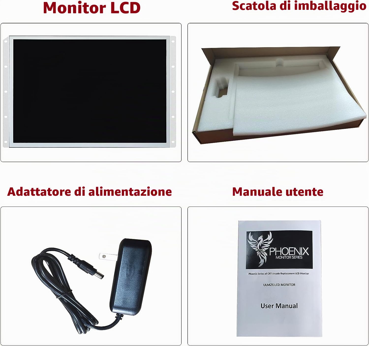 UNICO Arcade Monitor, Schermi intercambiabili per ARCADE 1UP e altri giochi arcade retrò, Display LCD 4:3, Ingresso CGA/EGA/HDMI/VGA Home arcad, Accessori Arcade di facile installazione - 26 pollici