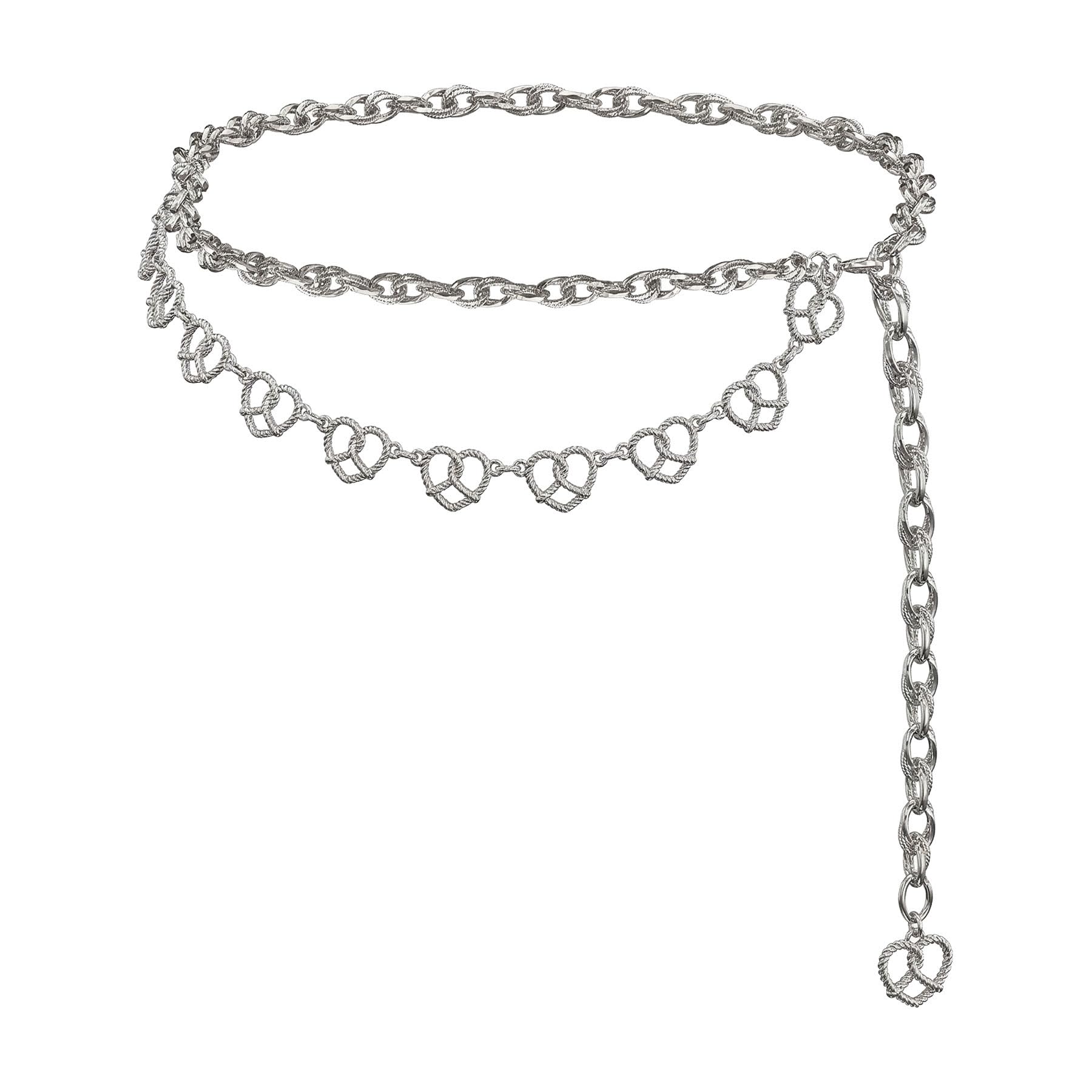 Alpenflüstern Trachten-Kettengürtel Brezenherz (silber-farben) DCH052