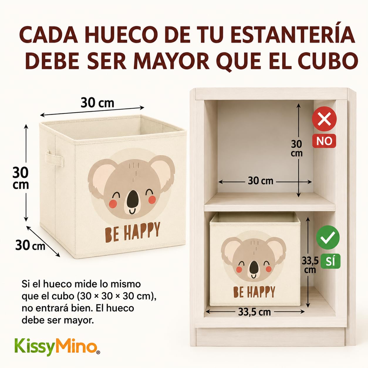 Pack 3 Cubos Almacenaje Beige 30x30x30 cm, Organizador Infantil Juguetes Libros Ropa, Compatible Estanterías Kallax Eket, Plegable y Resistente, Cajas Decorativas para Niños y Hogar