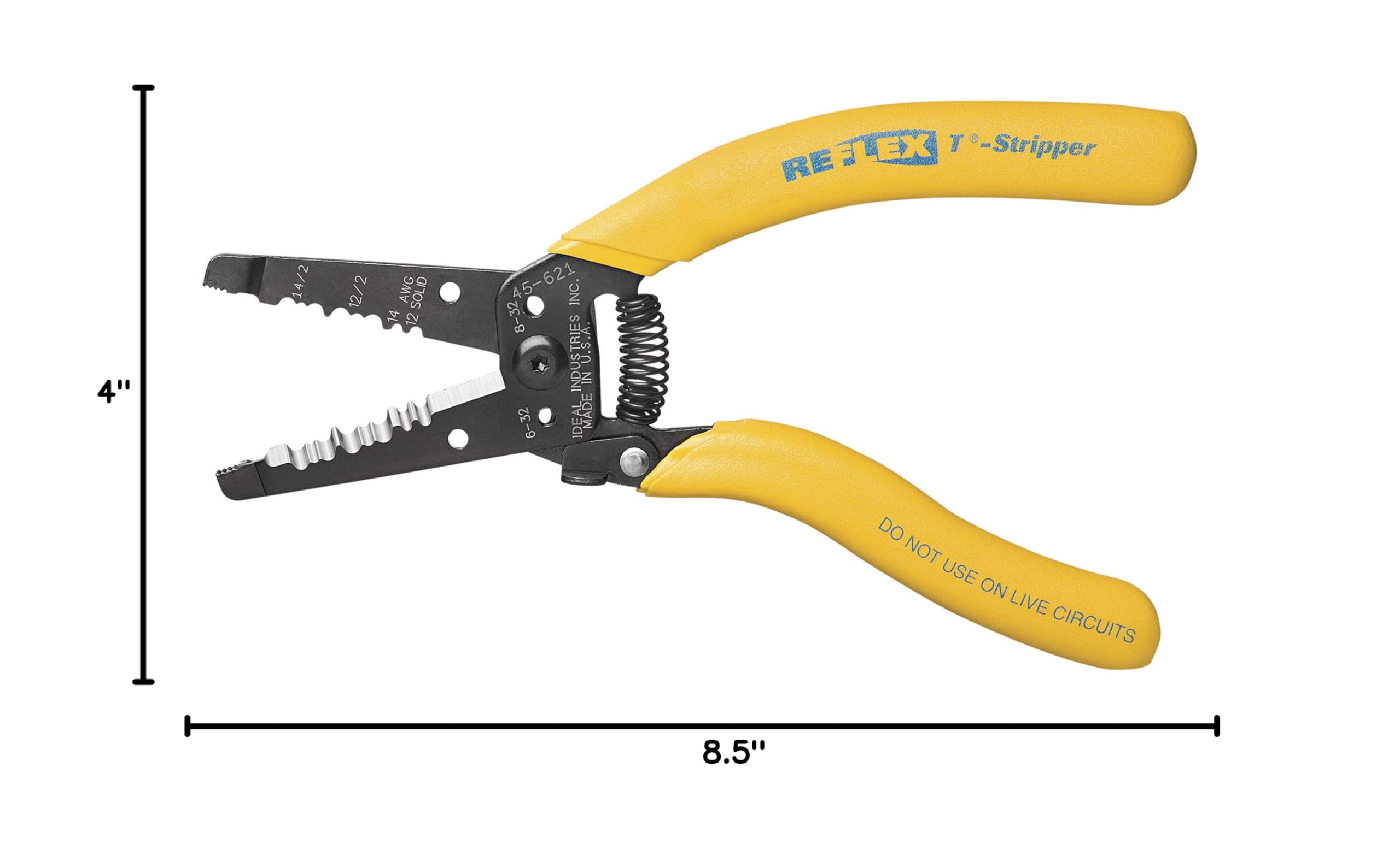 IDEAL Electrical 45-621 Reflex Super 12/2 & 14/2 NM Cable T Stripper - Dual NM Wire Stripper, Plier Nose, Slide Lock, Textured Grips — Amazon image 11