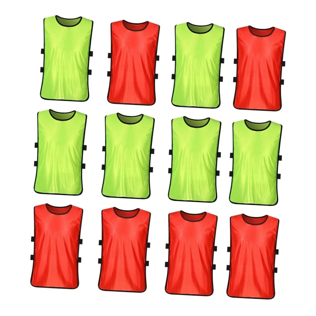 VICASKY Gilets de Football Entraînement pour Garçon Fille et Adultes Sans Manches Polyester Respirant S Lot Mix Fluorescent Vert et Rouge Maillots Équipe
