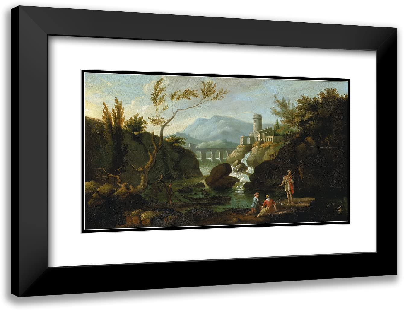 ArtDirect John Ritto Penniman 24x15 Black Modern Frame and Double Matted Museum Art Print Titled - Classical Landscape (1822-1826)
