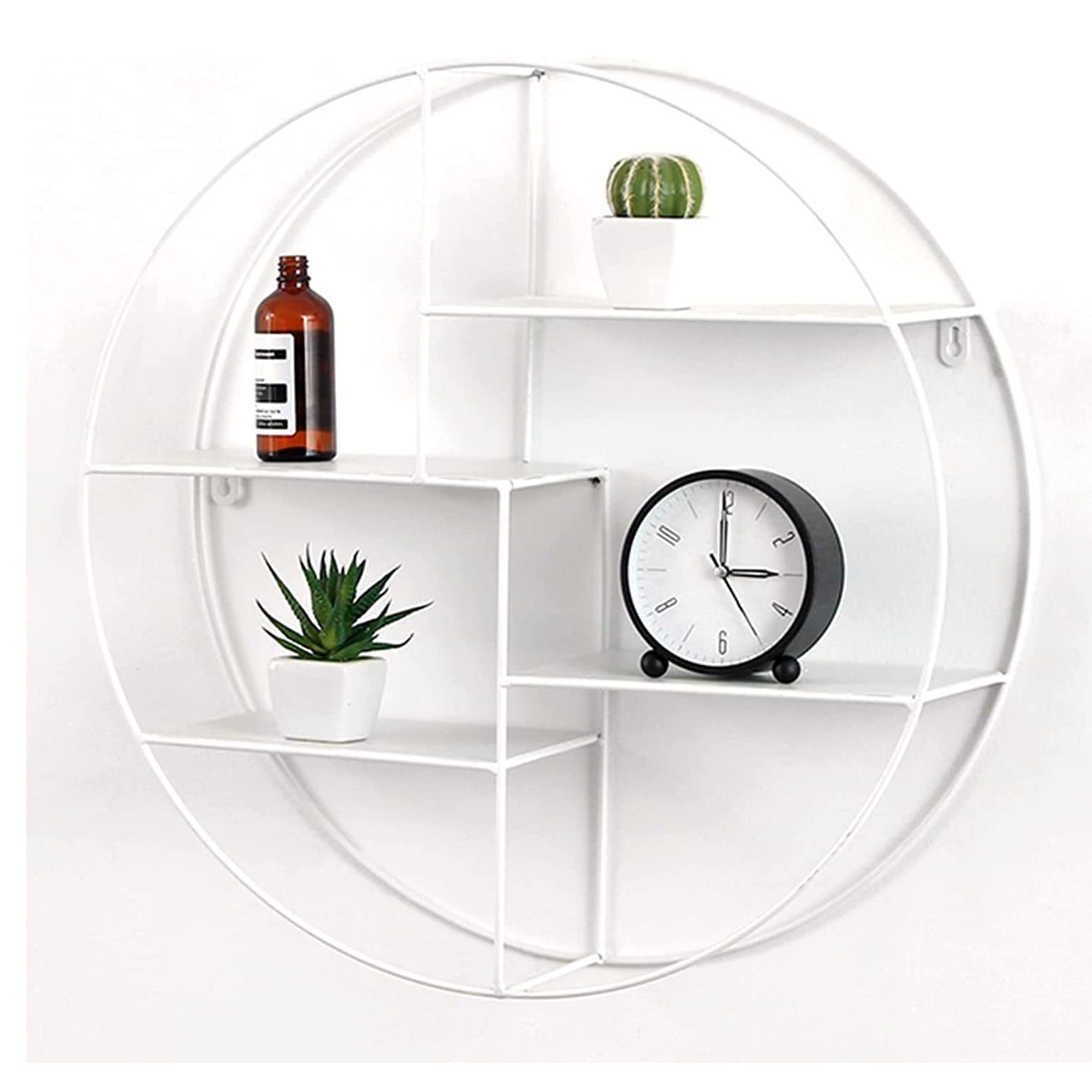 Floating Shelf, Creative Living Room/Bedroom Decoration Rack, Round Storage Rack Wall-Mounted Display Rack,White,50CM