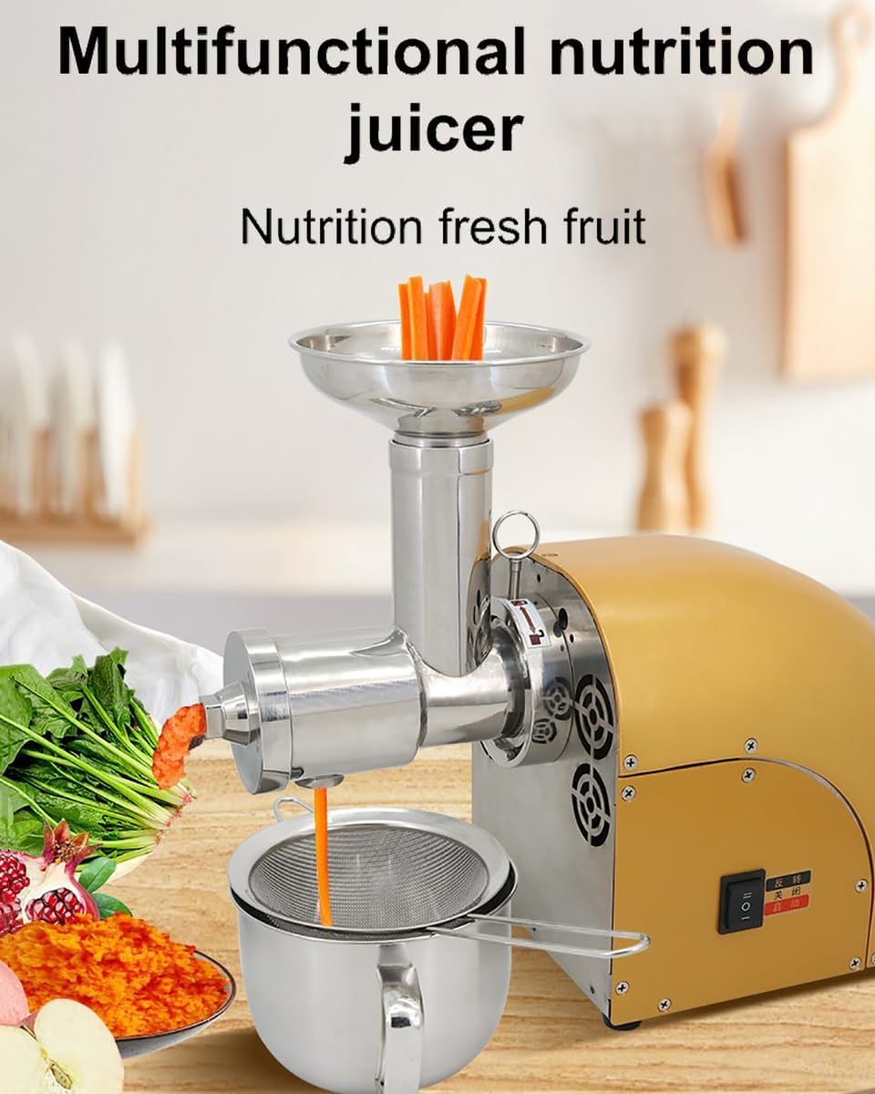 250W Commercial Juicer, Slow Masticating Juicer, Stainless Steel Centrifugal Juicer Electric Pomace Separation Juicer, Coconut Juice, Celery Juice, Sugar Cane Juice
