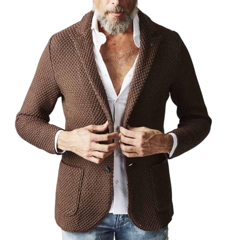 LIUYUYOUGO Americana Hombre Suéter Tipo Cárdigan para Hombre Chaqueta De Punto Grueso con Cuello Chal Chaqueta Informal Ajustada con Botones Abrigo Deportivo De Punto Elegante para Negoci