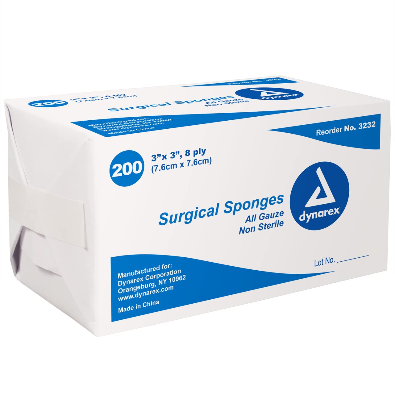 'Dynarex Standard Gauze Sponges Non-Sterile - 3 In X 3 In - 8 Ply - 200 ea