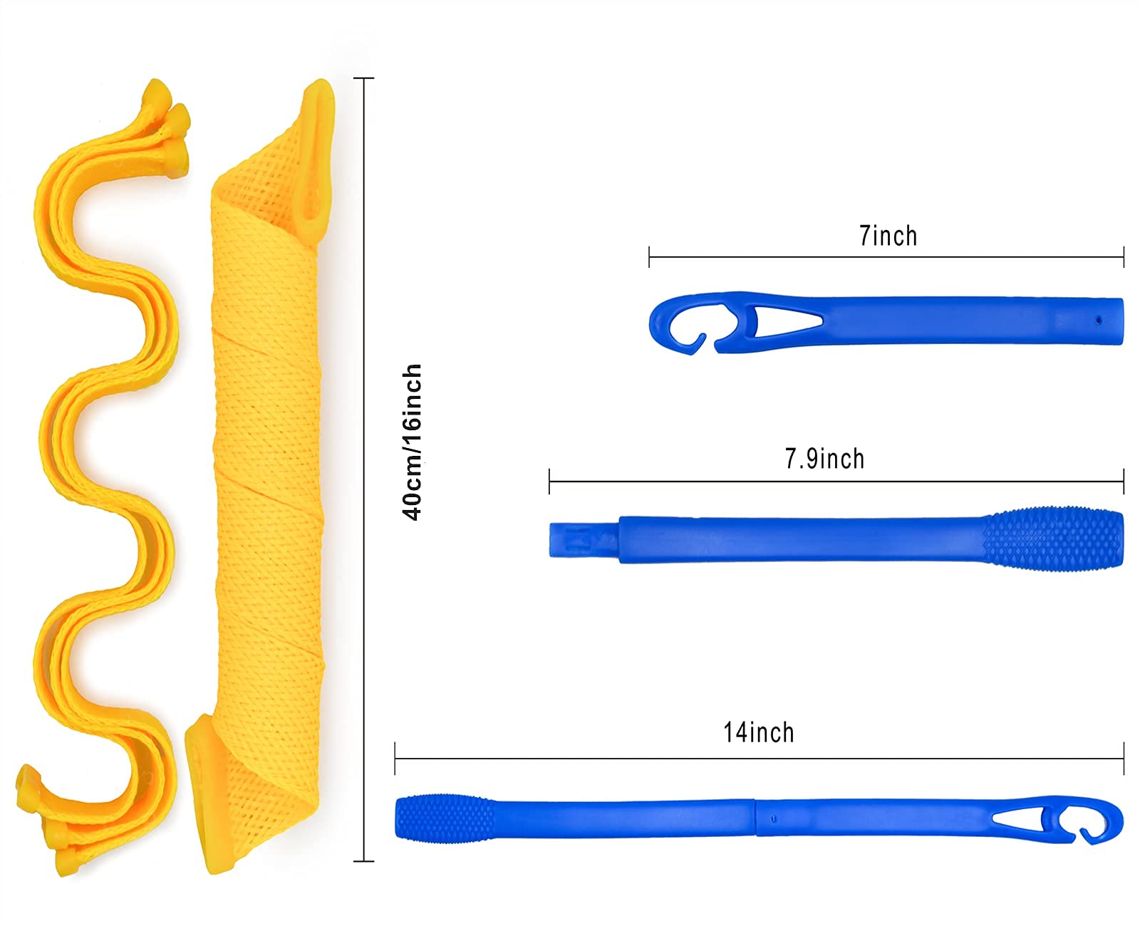 Lockenwickler, hitzefreie Wellen- und Spiralformer, zwei Stile (40,6 cm) mit 4 Styling-Haken, magische Lockenwickler, keine Hitzeschäden, für kurzes und mittleres Haar (40,6 cm)