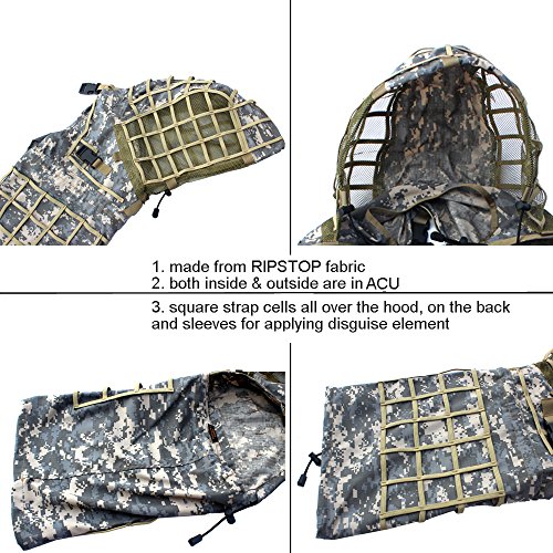 LytHarvest Sniper Ghillie Suit Foundation, Ripstop, Camouflage Tactical Ghillie Hood (ACU)