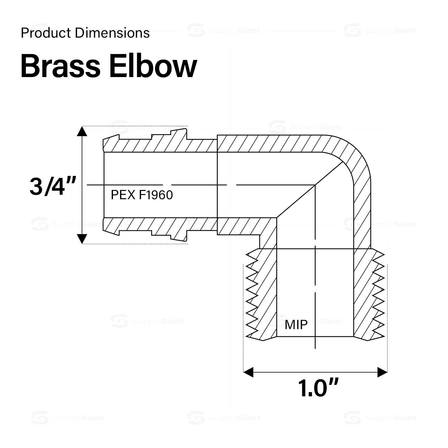 Codo roscado de 90 grados Pex-A, expansión de 3/4 pulgadas Pex x 1 pulgada adaptador de codo MIP, adaptador F1960 de latón sin plomo para uso en conexión de tubo Pex-A (paquete de 5)