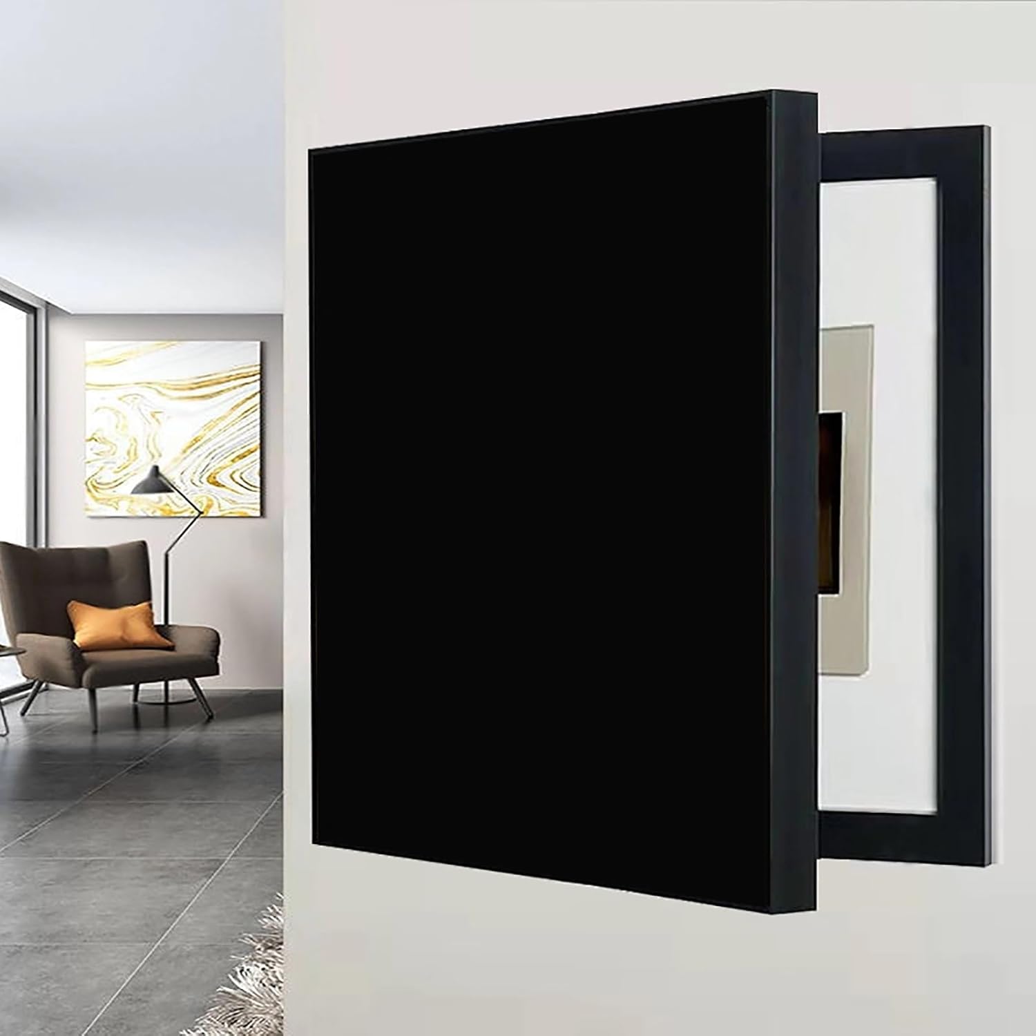 Decorative Fuse Box Cover, Solid-Colored Circuit Breaker Panel Cover, Easy Installation with Painterly Design for Home Office or Living Room