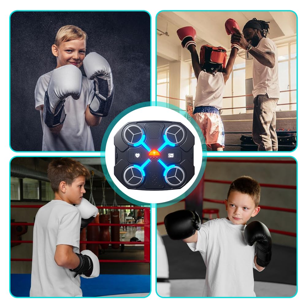 Music Boxing Machine Con LED - Allenatore Boxe Casalingo Bluetooth, 3 Velocit&agrave; E Guanti Inclusi