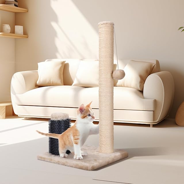 Foto 5 de 7 de Nobleza Rascador para Gatos， Poste de Rascador para Gatos， Cuerda de Sisal Natural con Bolas Juguete y Peine…