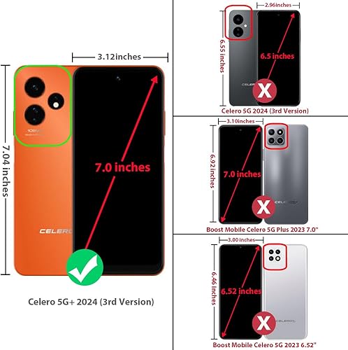 Miniatura 2 de TJS Funda compatible con Boost Mobile Celero 5G + Plus 2024 (3 versión), protector de pantalla de vidrio templado híbrido a prueba de golpes con