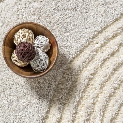 Image of nuLOOM Gloria Beige, 8' Round, Abstract, Shag, Soft and Cozy, Plush, High Traffic, Stain Resistant, Easy Clean, Durable Area Rug for Bedroom, Living Room, Dining Space, Den, Foyer, Entryway