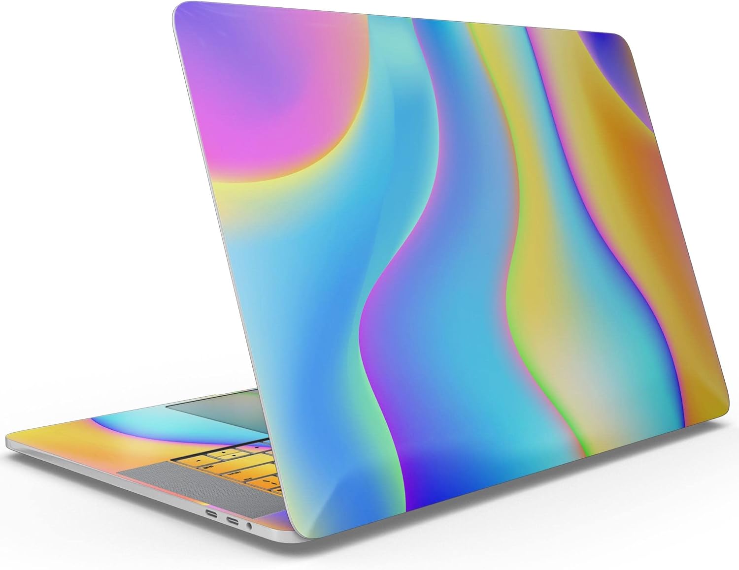 DesignSkinz - Abstract Neon Wave V7 - Full-Body Wrap Protective Decal Skin Kit Compatible with MacBook 14" Pro M1 (A2442)