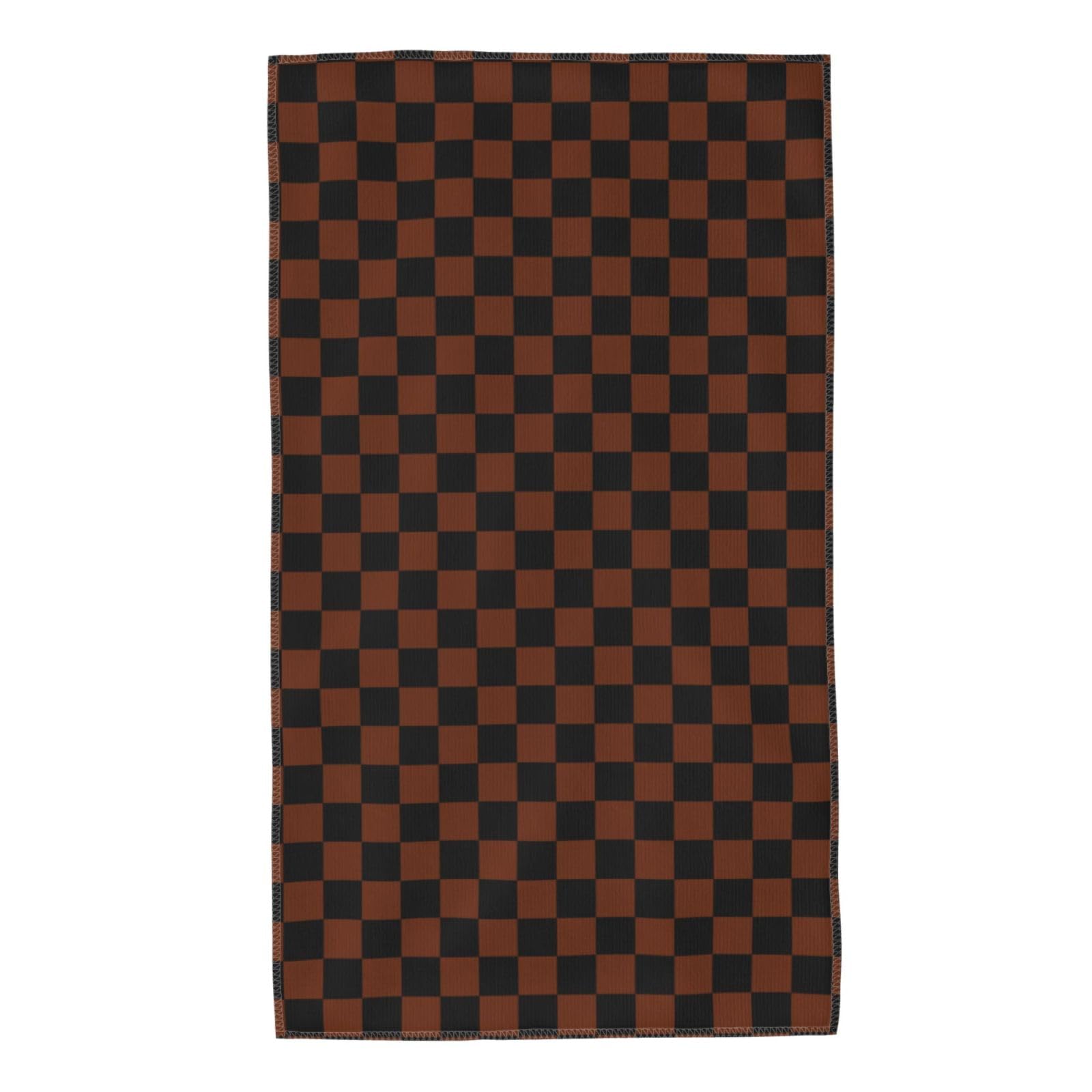 Anceky Brown Black Checkered Chessboard Flag Towels Absorbent Quick Drying Hand Towels for Face Hair Bath 27.5x16in