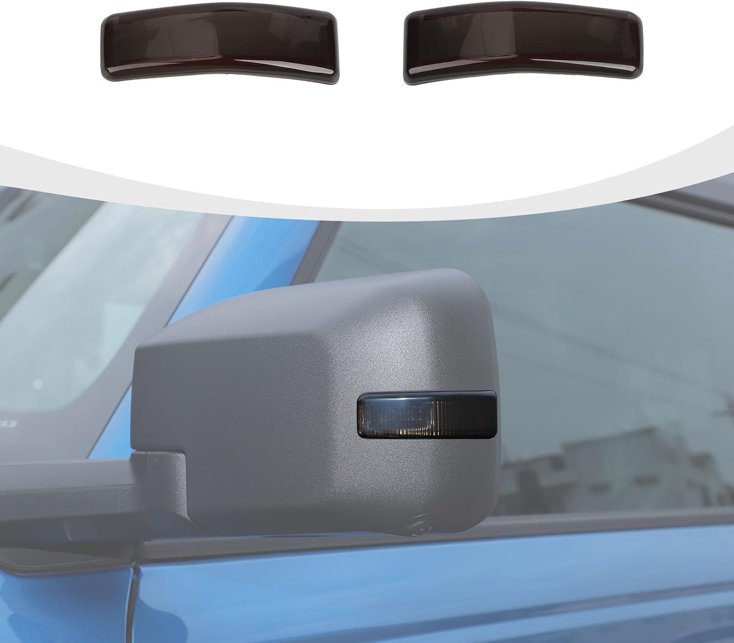 RAZPOY Rearview Mirror Turn Signal Lamp Light Cover Trim Compatible with 2021-2023 Ford Bronco Exterior Accessories 2-Door 4-Door, Smoked Black