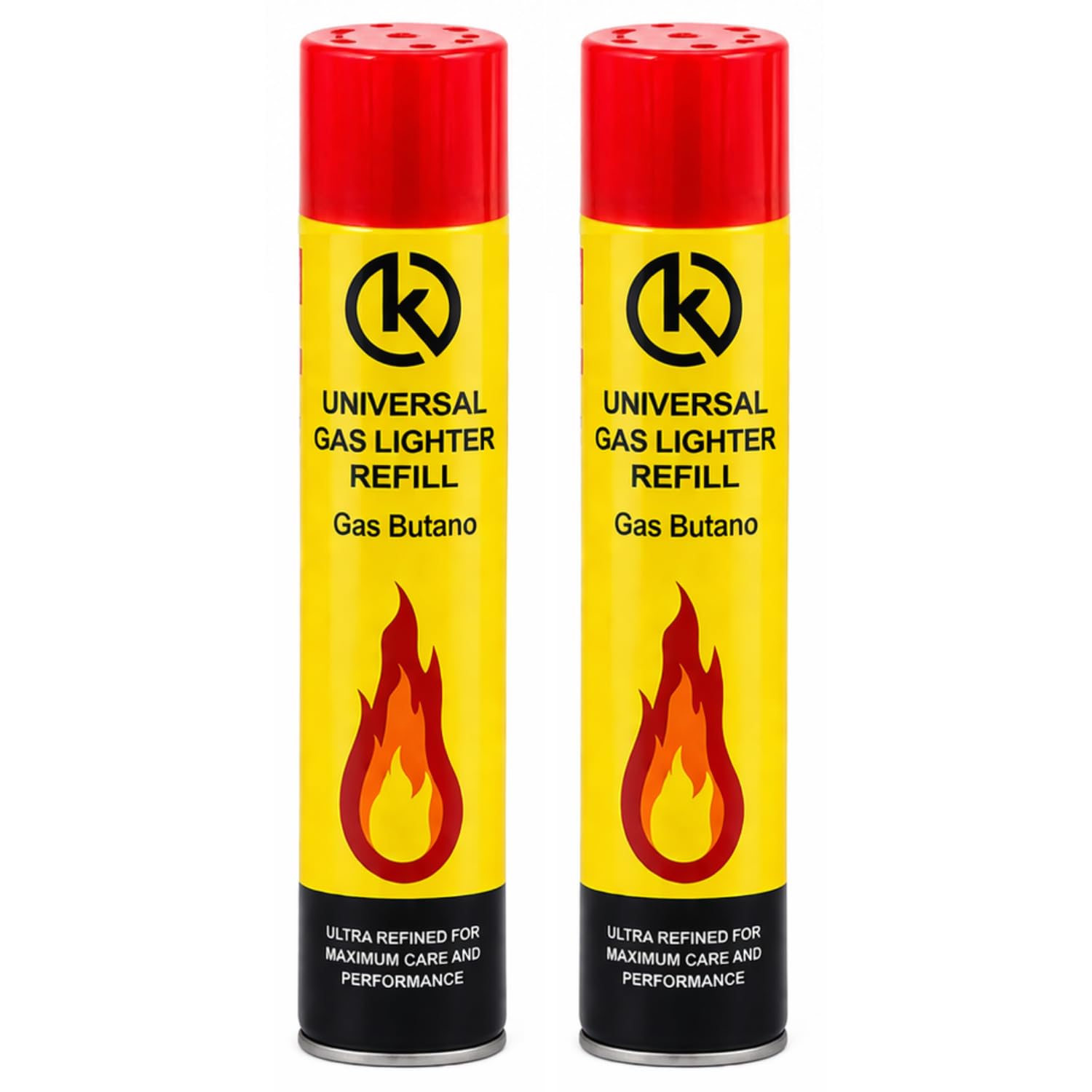 KROWN - Gas para Mecheros 300 ml con 5 Adaptadores para Recargar Encendedores y Mecheros (2 Unidades)