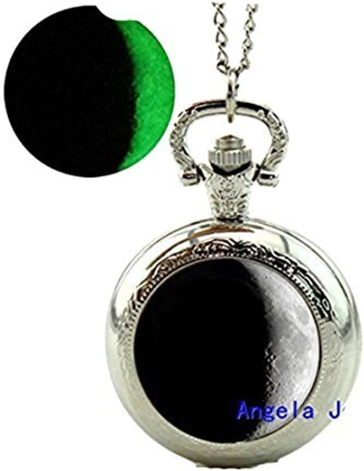 Moon Glowing Pocket Watch Necklace Moon Jewelry Glow in the Dark Jewelry Pocket Watch Necklace