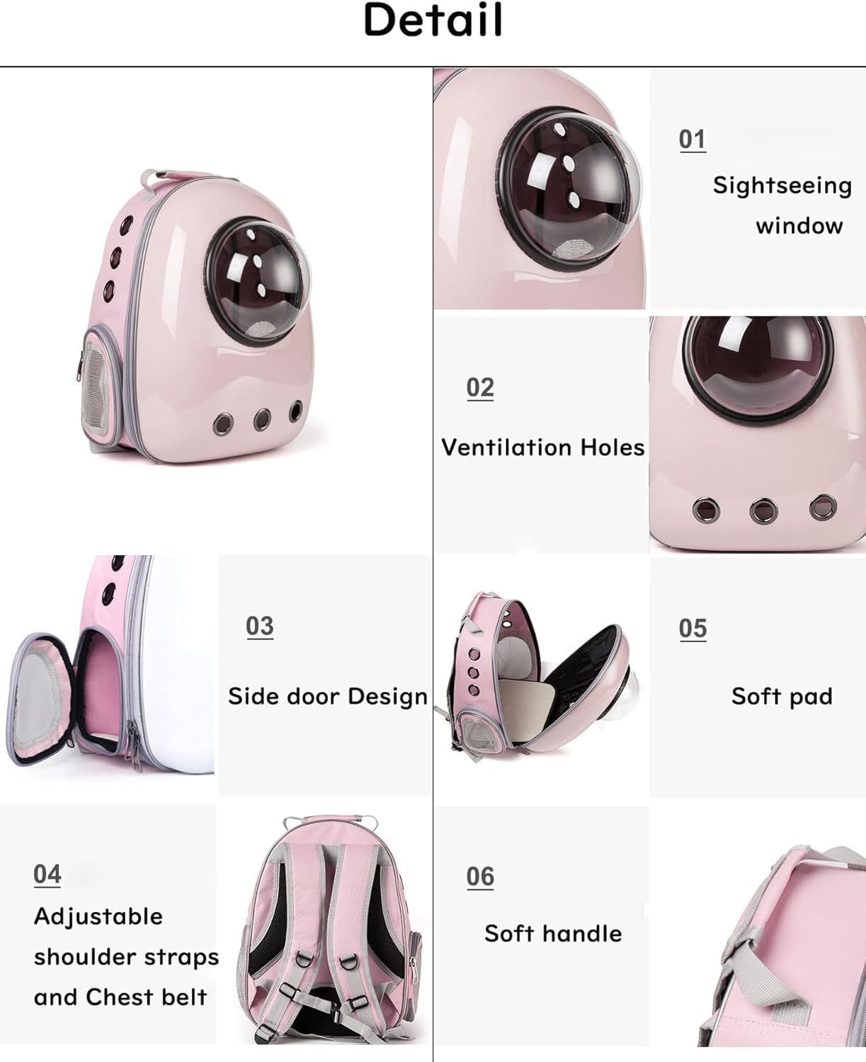 Katzen-Rucksack, Tragetasche, mittelgroße Haustier-Tragetasche für Hundetragetasche, Harter Blasenrucksack, erweiterbar, Reise, Wandern, Rucksack, Welpen, Kuppel
