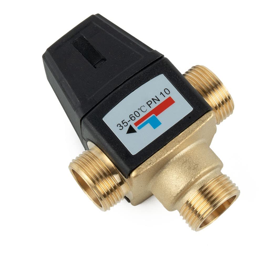 Valvola miscelatrice termostatica a 3 vie, 35-60 °C, DN20, DN25, in ottone, per riscaldamento a pavimento con protezione da scottature