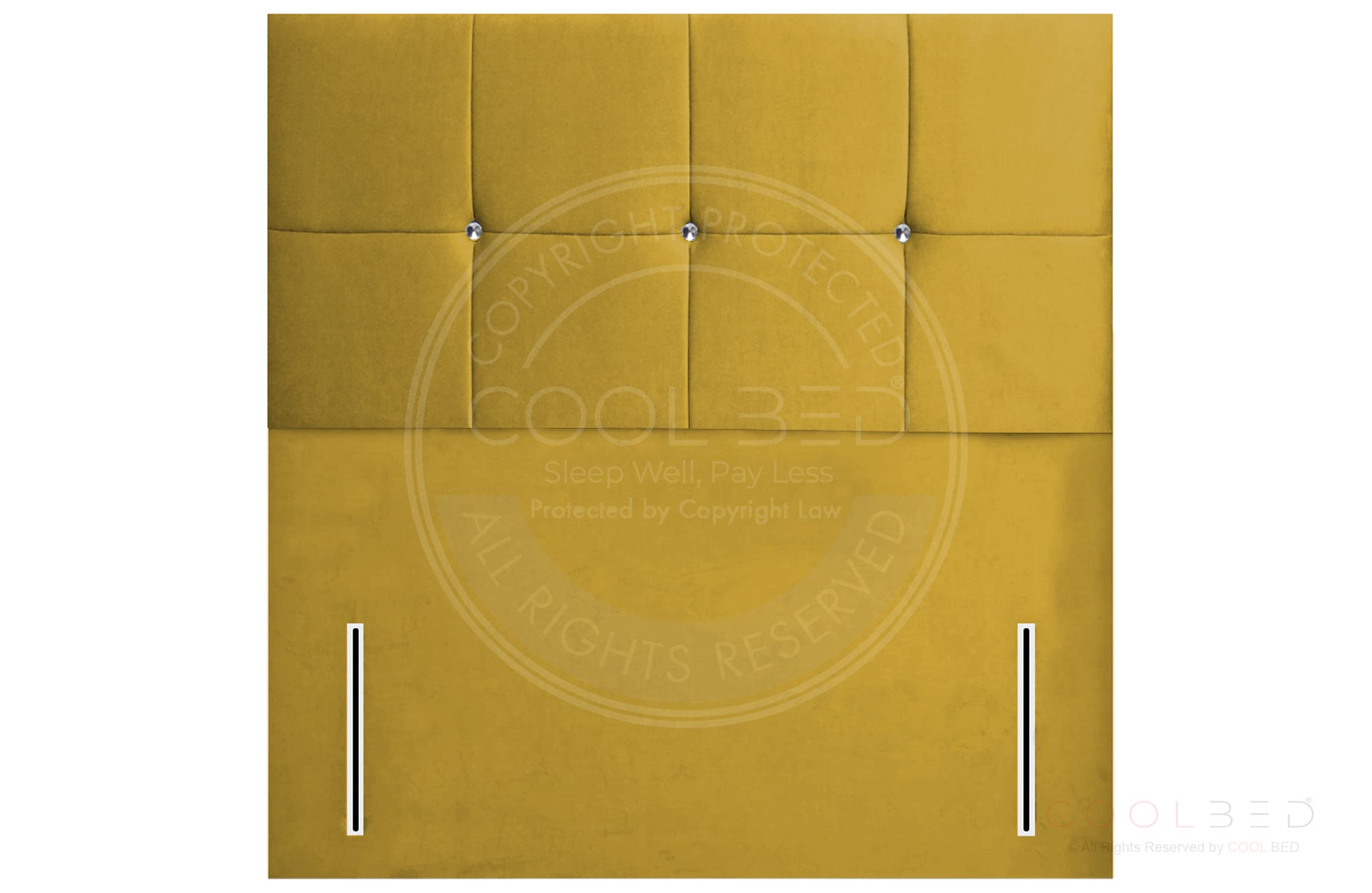 Yellow Plush Velvet 54" Floor Standing Ayana 8 Cube Headboard For Divan Ottoman Bed 5FT King Size Headboards For Beds Bedroom Furniture (Yellow Plush, King-Size - 【5FT】)