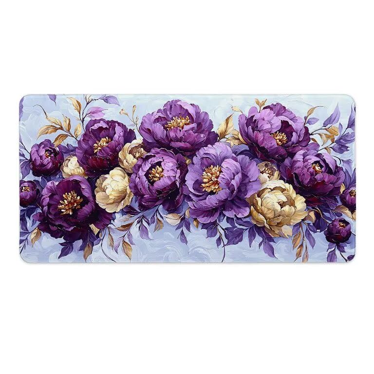 Tappetino Mouse Gaming XXL 1600 x 800 mm Tappetino Antiscivolo Sottomano Da Scrivania Per Mouse e Tastiera, Con Base In Gomma Antiscivolo, Lavabile, Mouse Pad Pione viola, Regalo per Uomo L-789