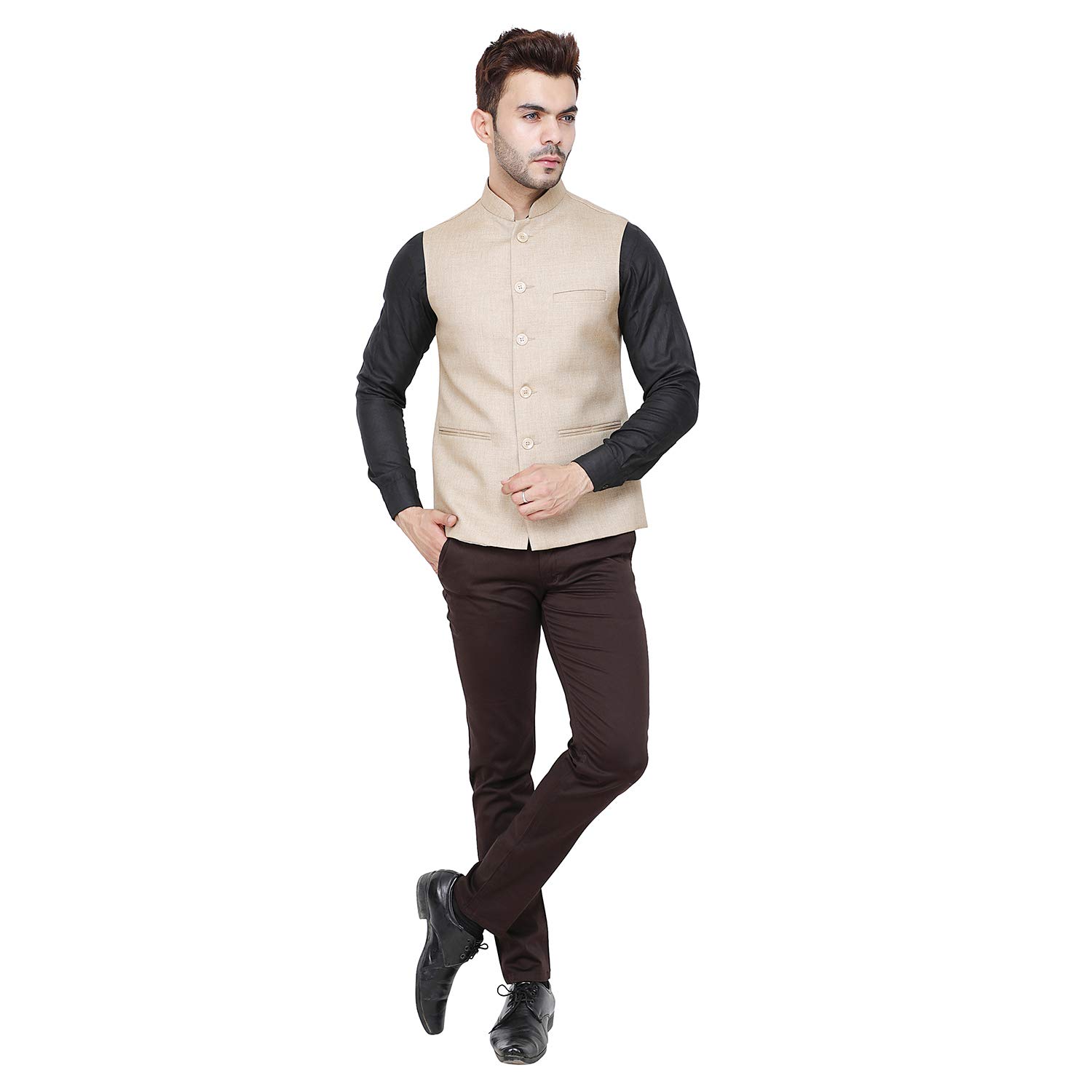 Badoliya & Sons Men's Designer Jute Nehru Jacket/Waist Coat (Beige, 40) - Image 6 thumbnail