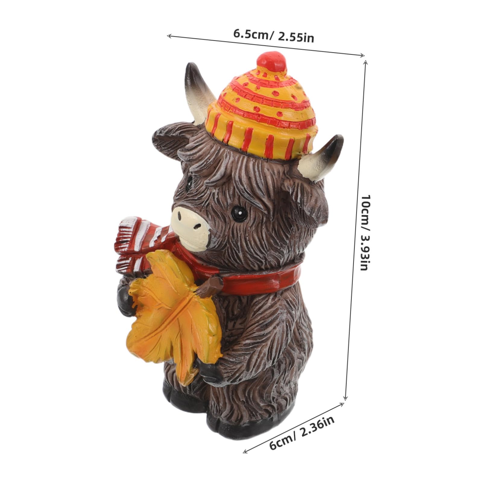 2 Stück Herbstdeko Hochlandrind Resin Figurine mit Kürbis Herbstliche Farmhaus Deko für Garten Büro Fensterbank für Halloween und Thanksgiving Kompakte Tierfigur für Tisch und