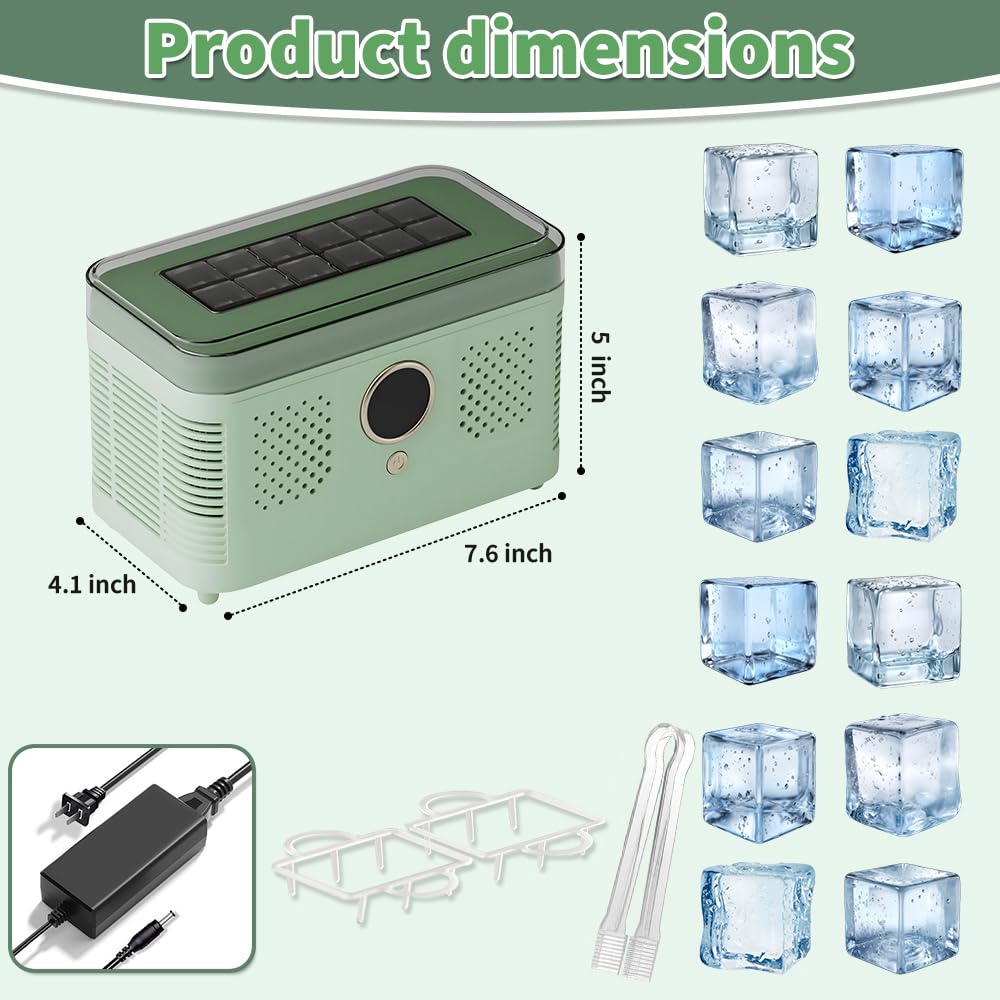 Máquina de hielo portátil, rápida fabricación de hielo, silenciosa, eficiente energéticamente, con estante de separación de cubitos de hielo y cubierta superior extraíble, encimera de máquinas de