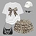 xueteox Summer Outfits for Girl 2 Piece, Bow Graphic Tees and Leopard Short Skirt Fashion Casual Clothing (White, 6Y)