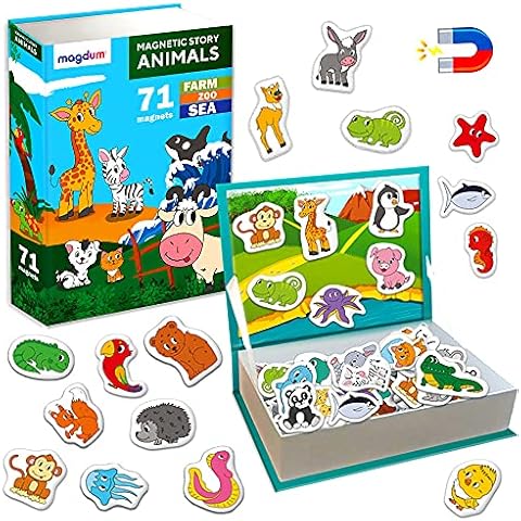 ANIMAL STORY Fridge Magnets for Kids MAGDUM Animal Magnets -71 Large Kids Fridge Magnets Fridge Magnets for Toddlers Magnetic Animals Magnets Toys Toddler Magnet Toys Baby Preschool Toys Magnetic Toys Cover
