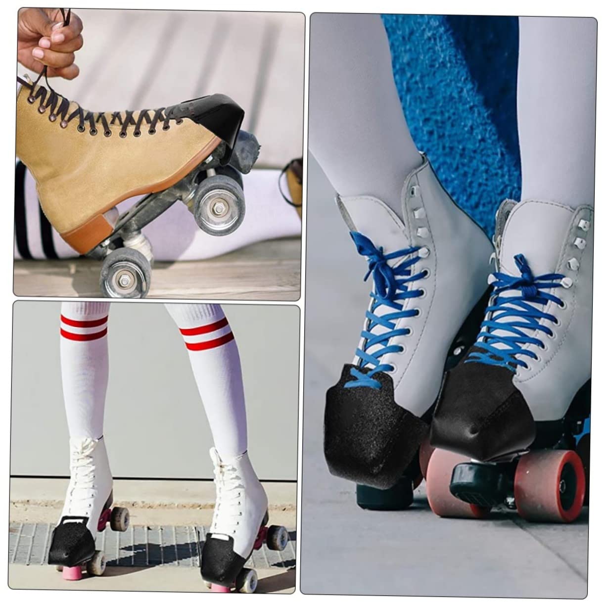 Lot De 2 Protections Réglables Pour Patins à Glace, Chaussures De Hockey, Accessoires De Patinage Artistique (bleu, Rouge, Taille S