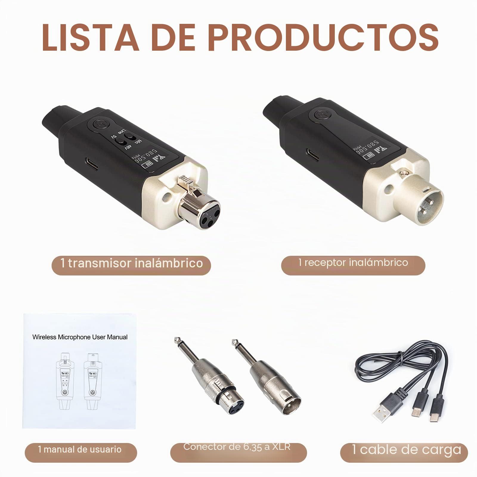 Depusheng T9 System de micrófono inalámbrico, XLR Transmisor y XLR Receptor Inalámbrico System para Micrófonos Dinámicos y Condensador, Mezclador, Sistema PA, Altavoces