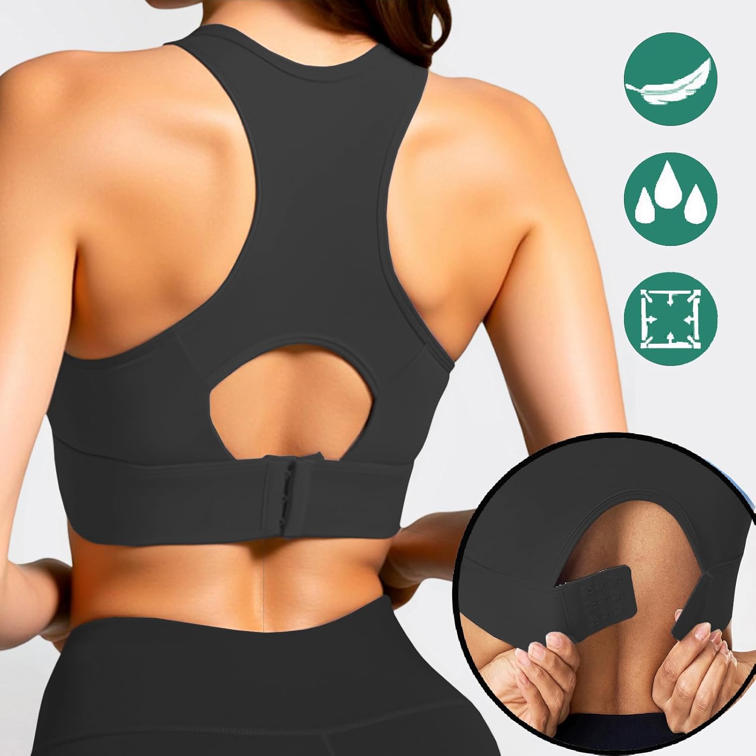 Adjustable Strap Racerback Sports Bras for Women - Padded Seamless High Support Bra for Workout Gym Yoga Large Bust - Image 3