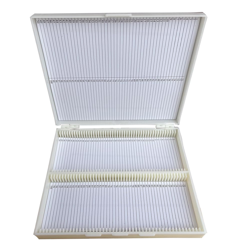 Microscope Slide Box,Plastic Microscope Slide Case Storage Holder (Hold 100 Slides)