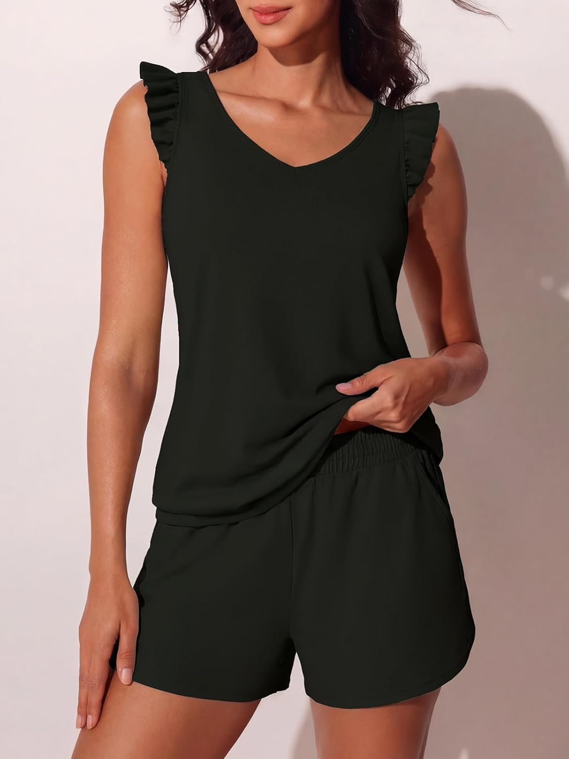 Ruffle Tankini Swimsuits for Women Modest Bathing Suit with Shorts and Pockets High-Back 2026 Swimwear