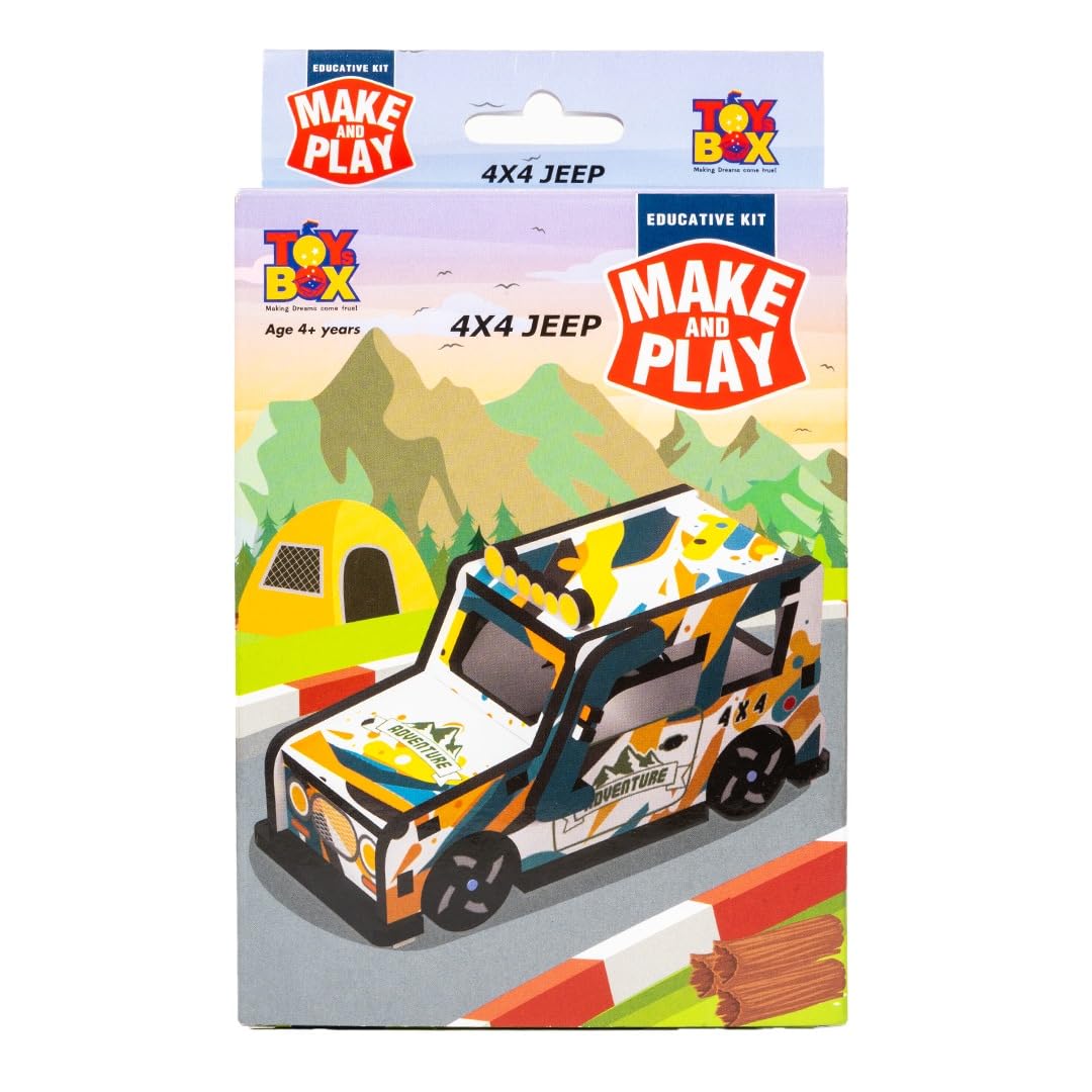 Toysbox Make & Play 4x4 Jeep MDF Wooden Model Making Toy Vehicle DIY Kit for Kids 4+ Years 2